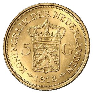 5 Gulden Goldmünze Wilhelmina